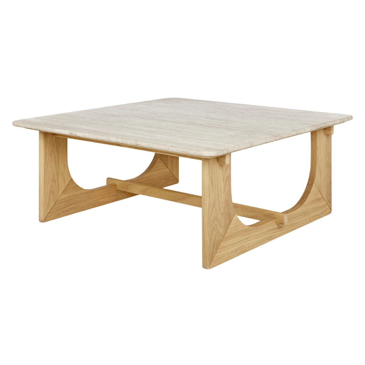Coffee Table Portico Square Travertine w/ White Oak Base
