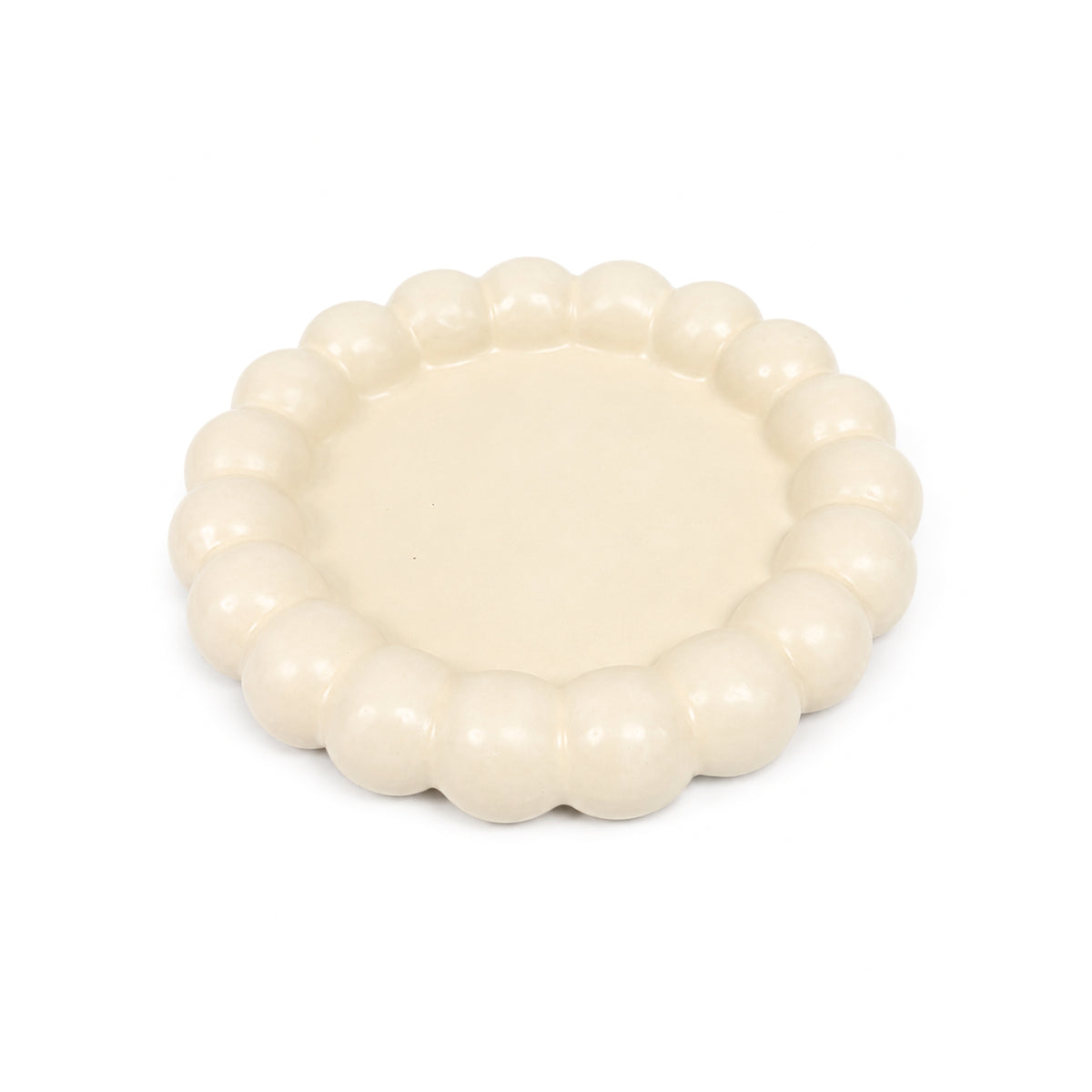 Ceramic Ivory Embossed Edge Tray