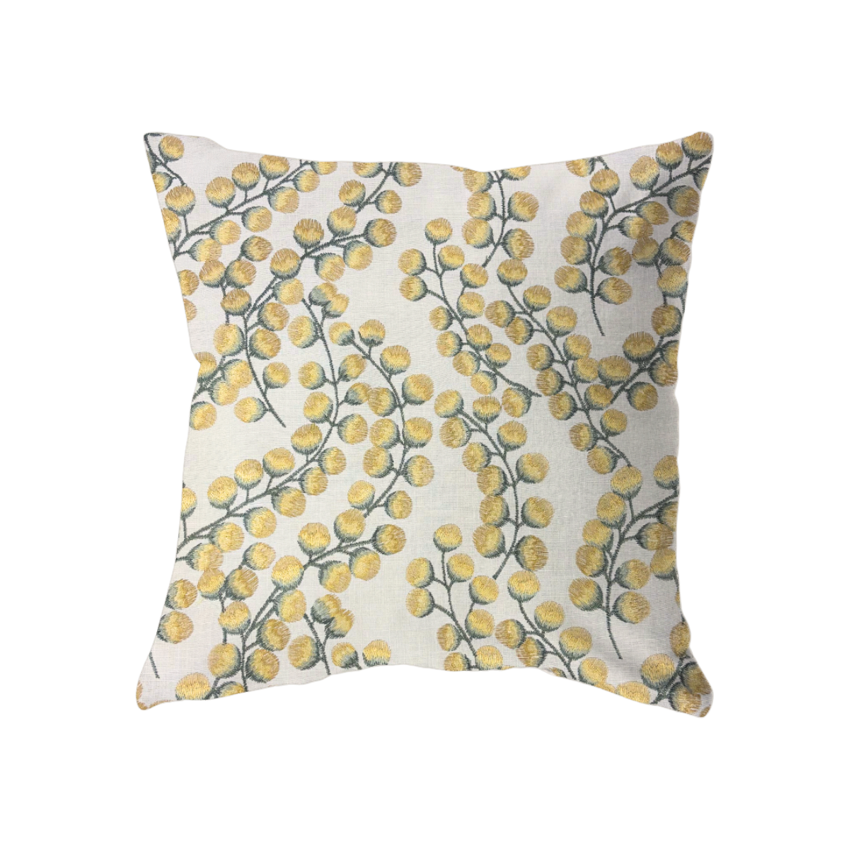 22x22 Pre-Stuffed Beige Pillow with Golden Flowers