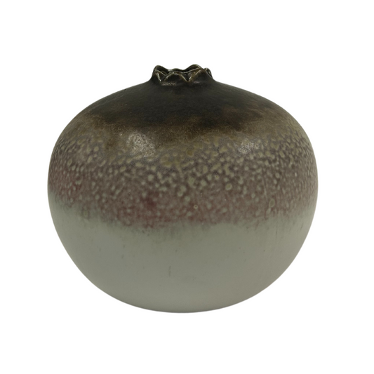 Large Round Stoneware Brown Vase