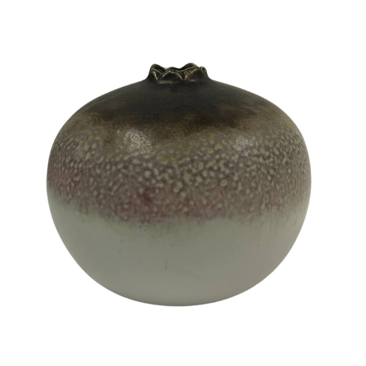 Large Round Stoneware Brown Vase