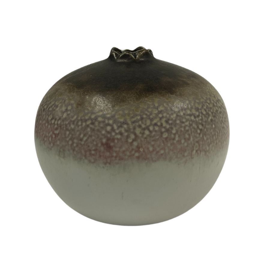 Large Round Stoneware Brown Vase