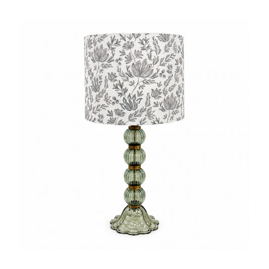 Vintage Green Ribbed Glass Table Lamp