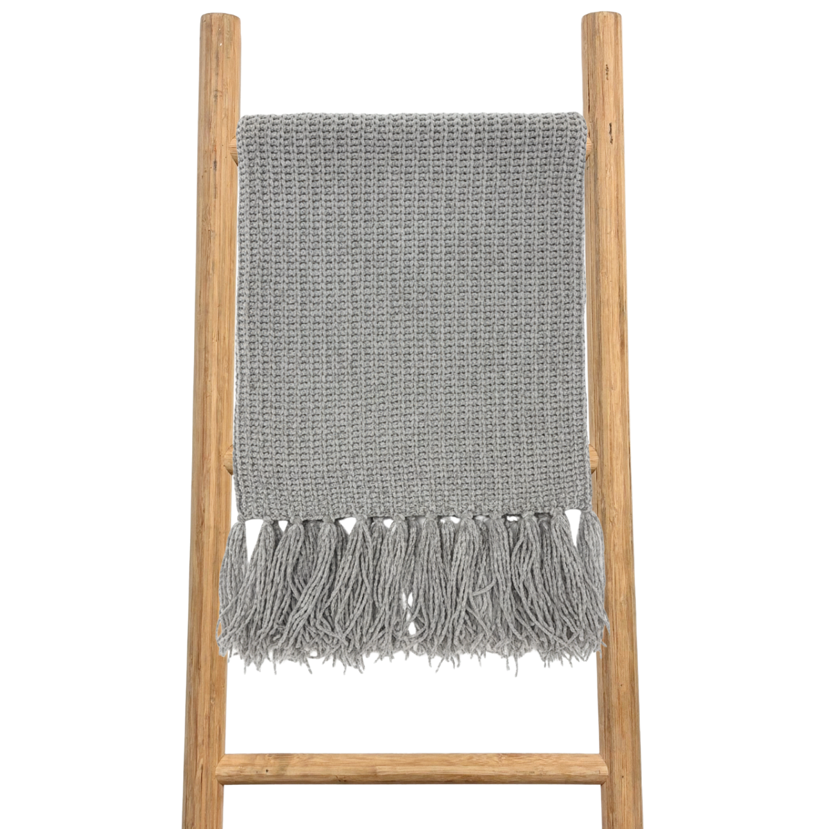 Light Grey Cozy Throw Textured w/ Tassels