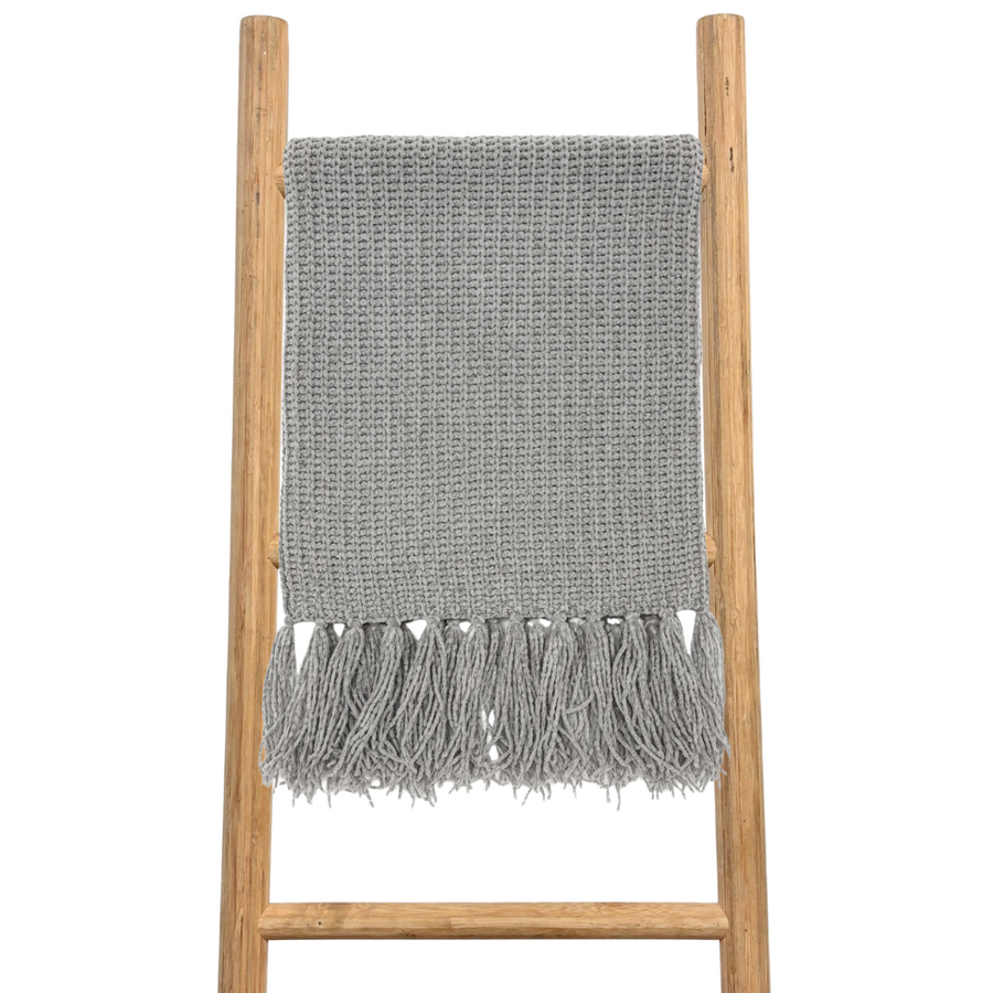 Light Grey Cozy Throw Textured w/ Tassels