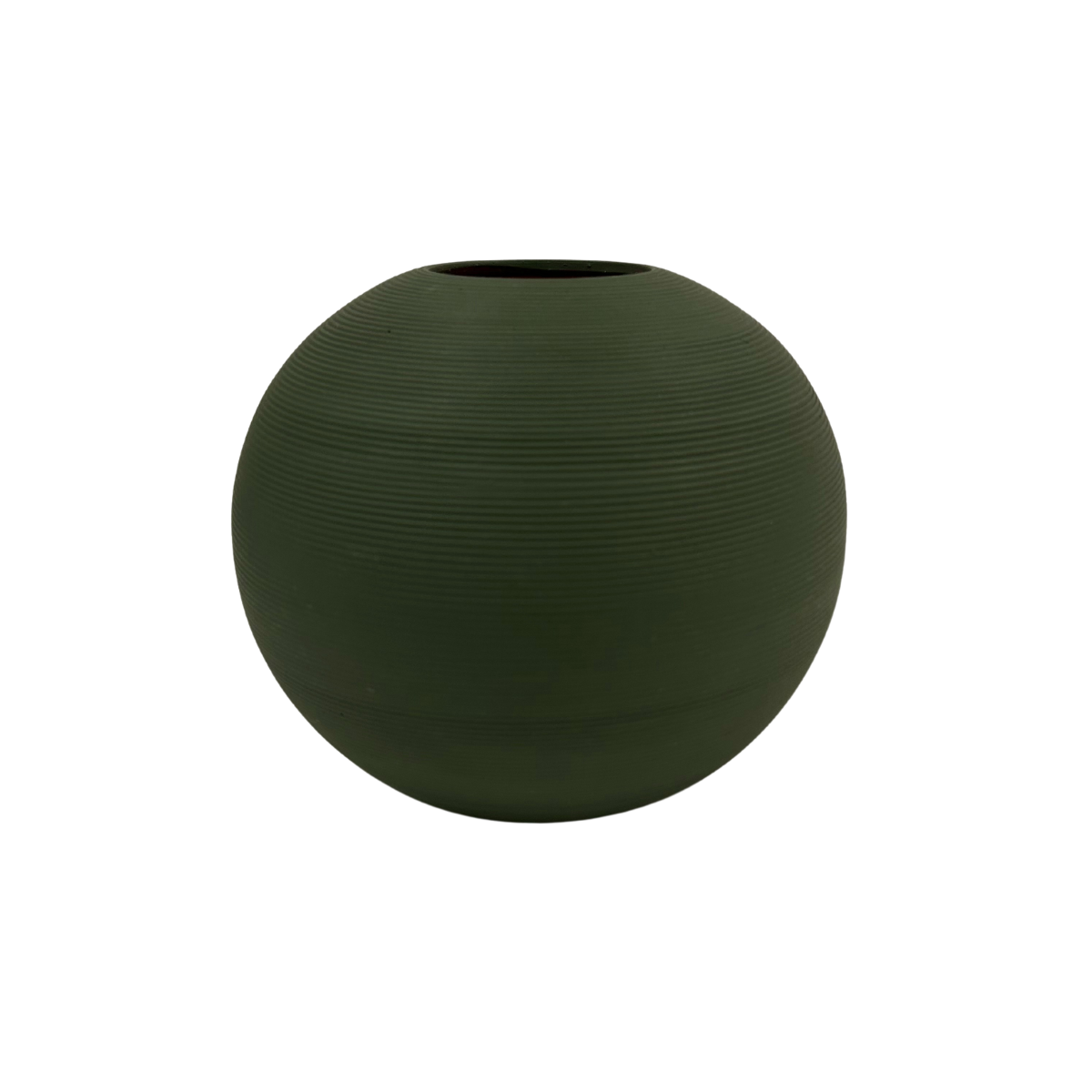 Small Olive Green Round Striped Texture Vase