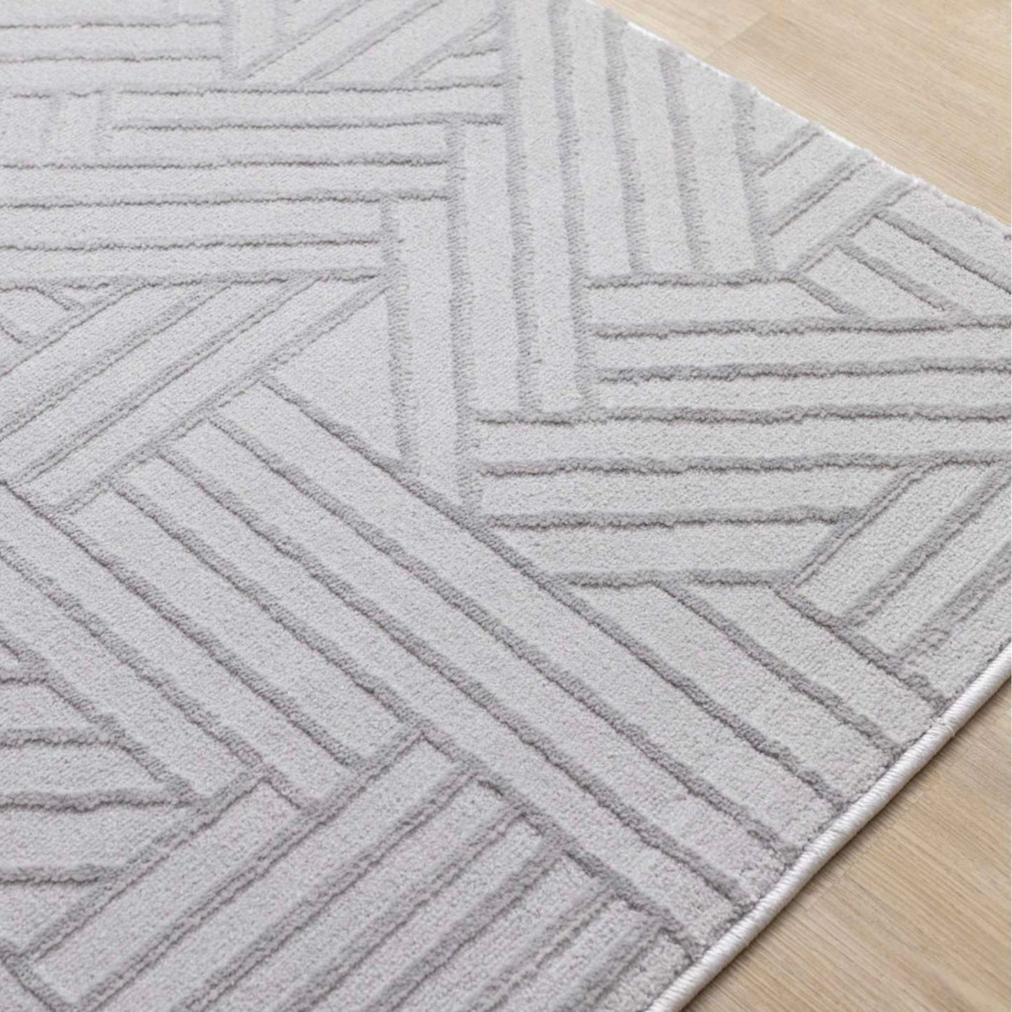 5x8 Geometric Patterned Grey Rug