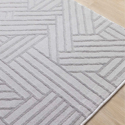 5x8 Geometric Patterned Grey Rug