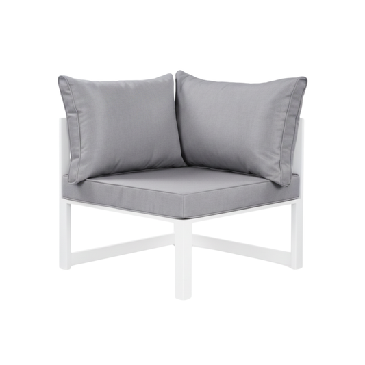 Outdoor Sectional Corner - White Frame Grey Cushions