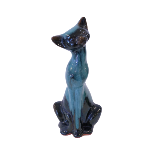 Vintage Glazed Cat Statue