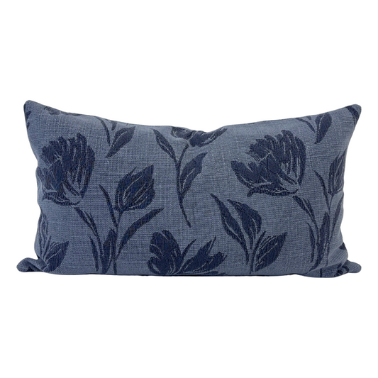 14x24 Pre-Stuffed Charcoal Blue with Dark Blue Flowers