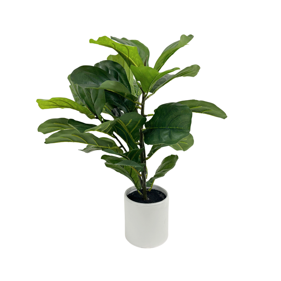 Artificial Fiddle Leaf Fig Tree With White Ceramic Pot