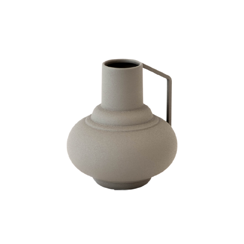 Grey Metal Vase with Handle