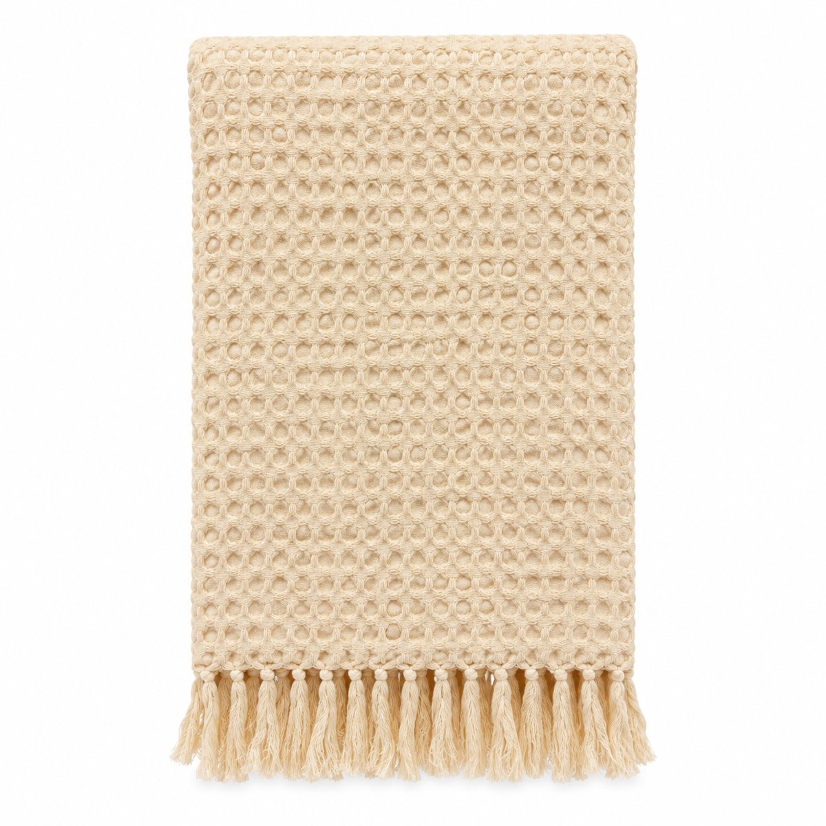Throw - Waffle Fringed Pastel Yellow