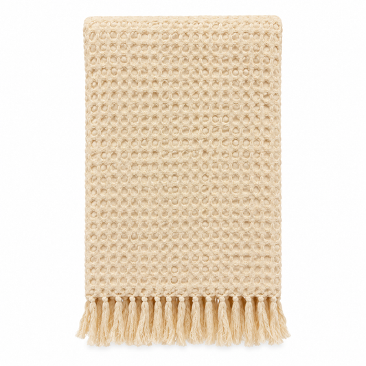 Throw - Waffle Fringed Pastel Yellow