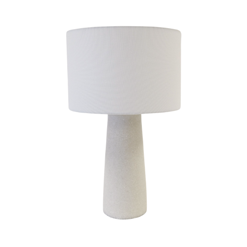 Table Lamp with Textured Stone Base in White Quartz