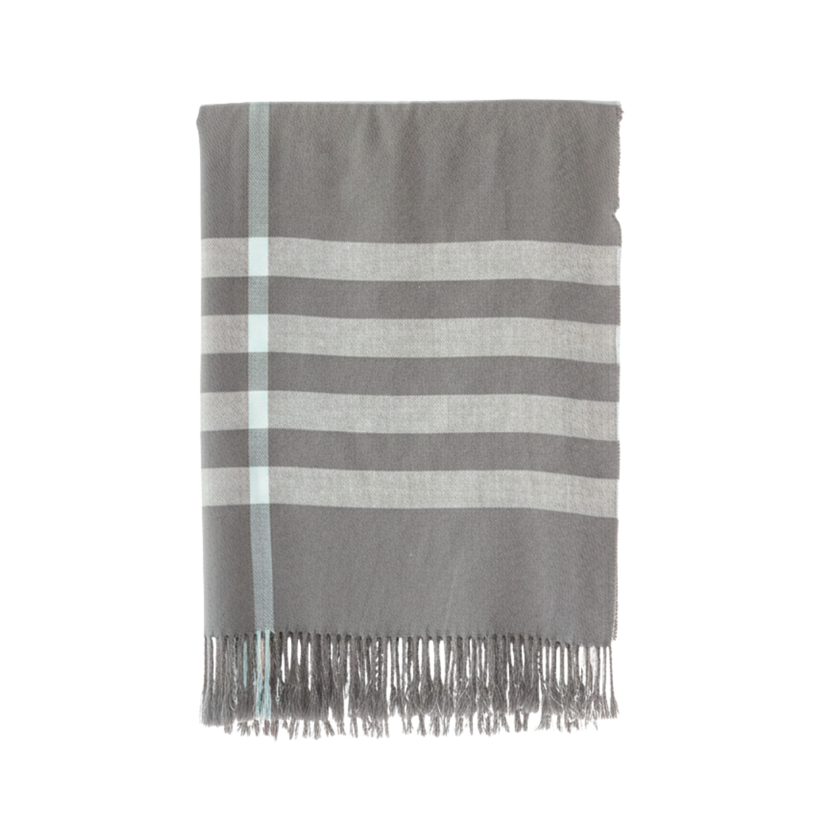 Jace Grey Plaid With Blue Stripe Throw