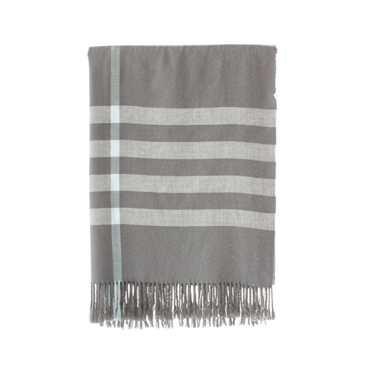 Jace Grey Plaid With Blue Stripe Throw