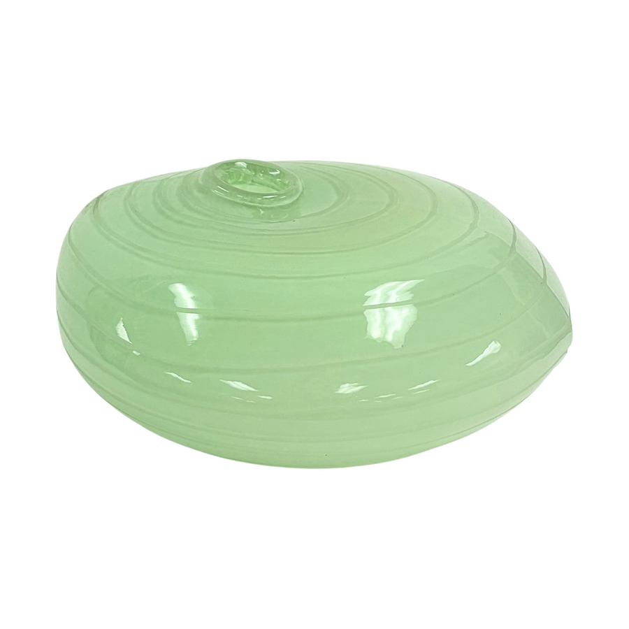 Low Round Green Vase