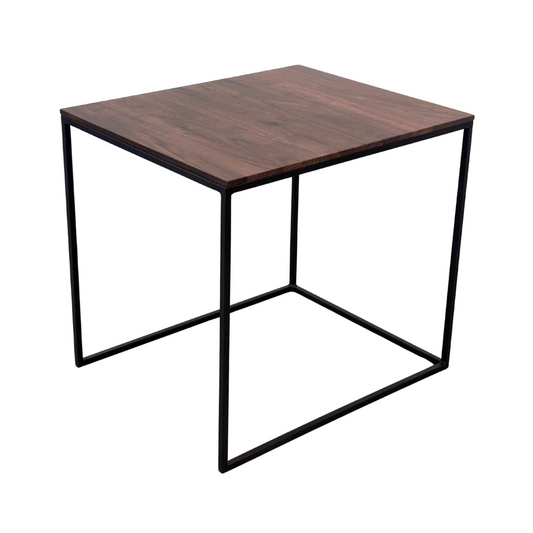 Walnut Top Large Side Nesting Table w/ Metal Frame