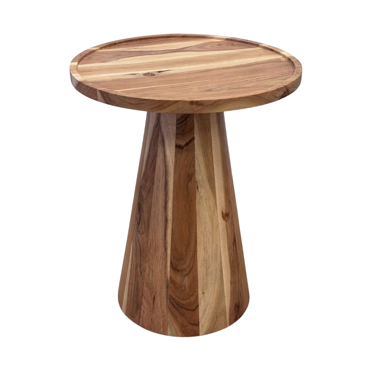 Round Natural Wood Large Side Table