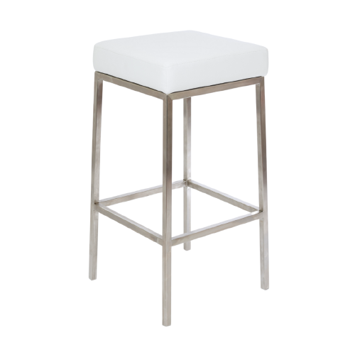 Counter Chrome Leather Seat White 26"