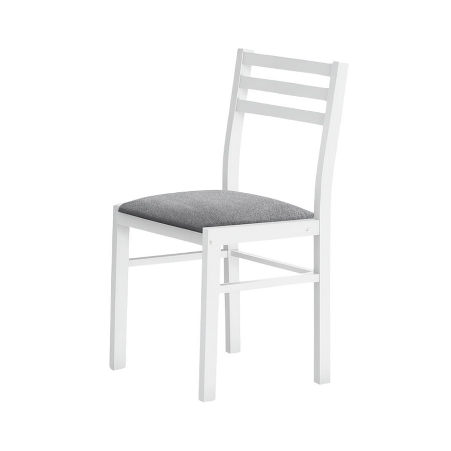 White Ladder-Back w/Grey Cushion Dining Chair
