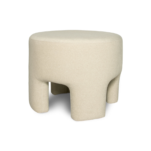 Round Ottoman Ginger Velvet Natural