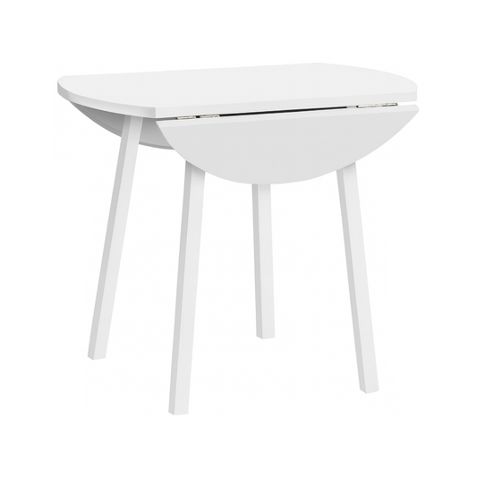 White Drop-Leaf 35" Dining Table
