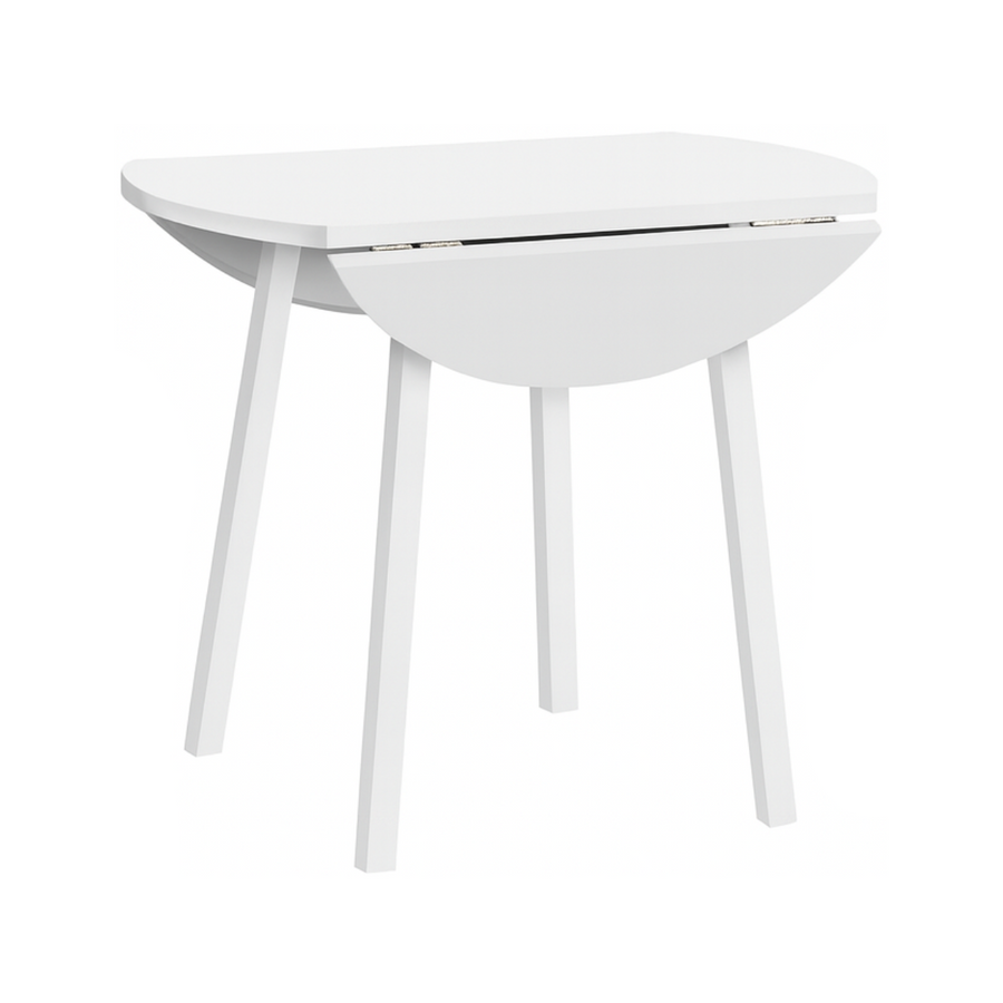 White Drop-Leaf 35" Dining Table