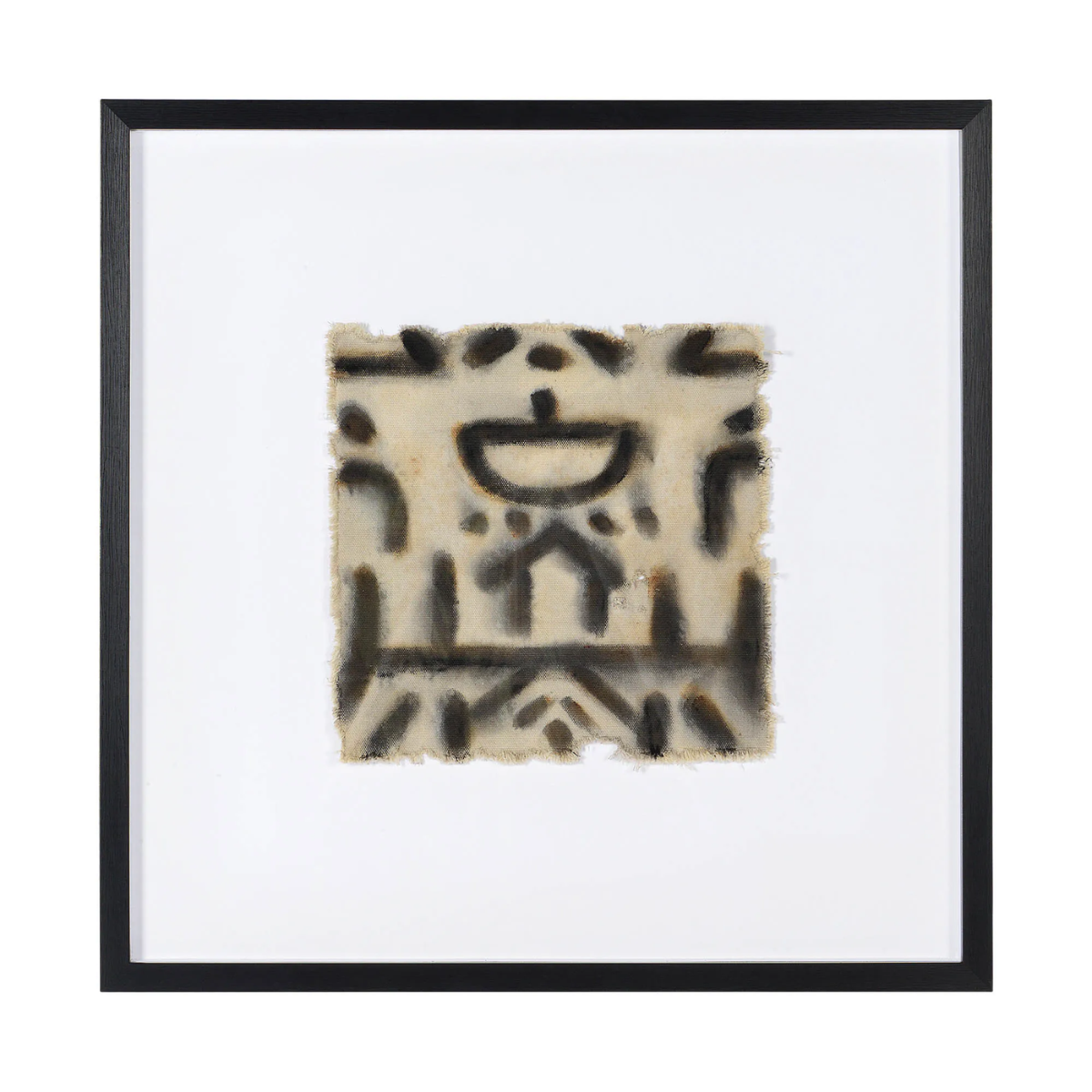 CLEARED - 1 Distressed Raw Cotton Canvas With Black Frame