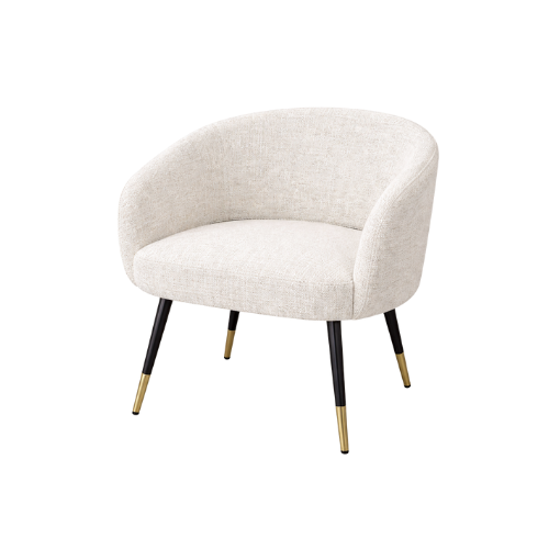 Grey Fabric Swivel with Black & Gold Metal Legs Dining Chair