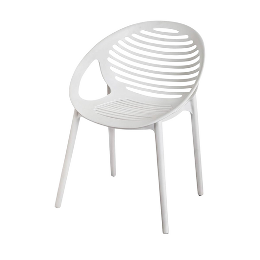 Outdoor Chair - White Plastic Curved Seat