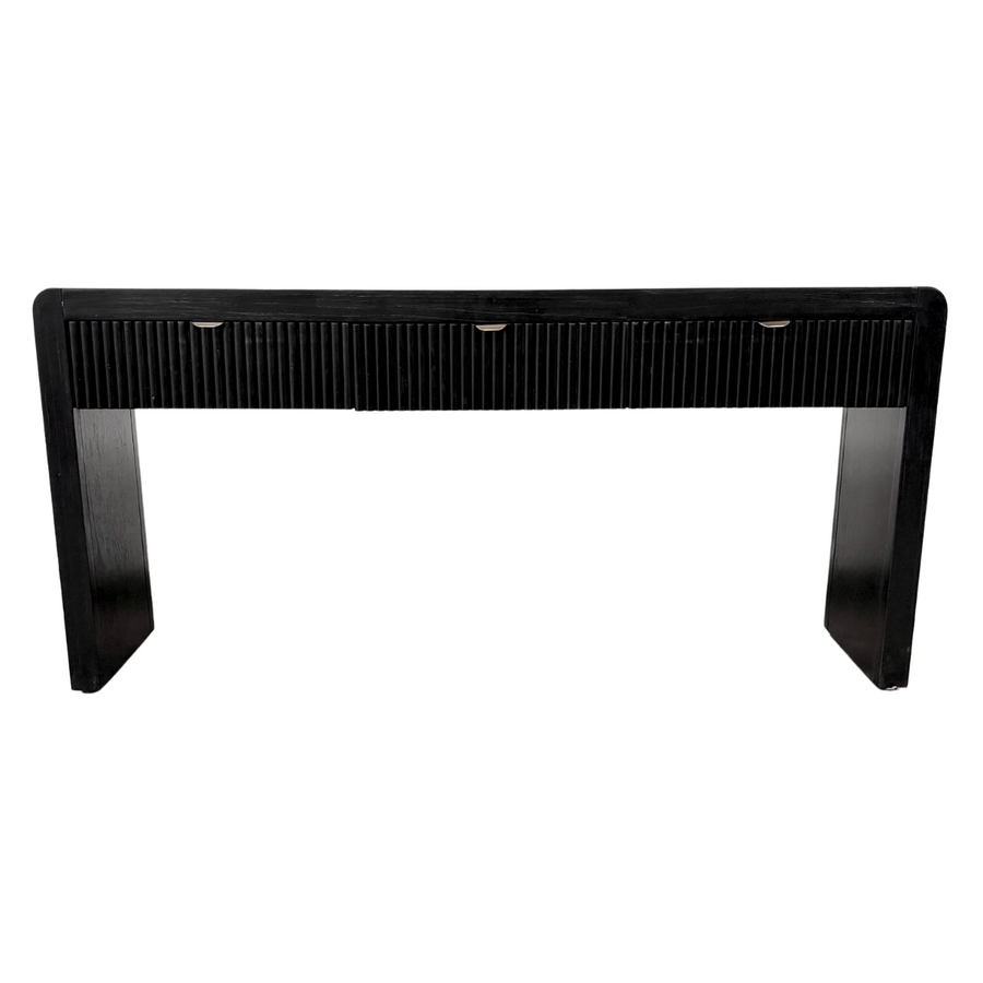 Black Console with Ribbed Drawer Fronts