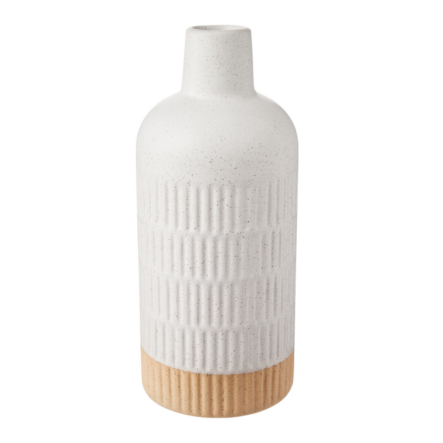 Tall White Light Speckled Ceramic Vase