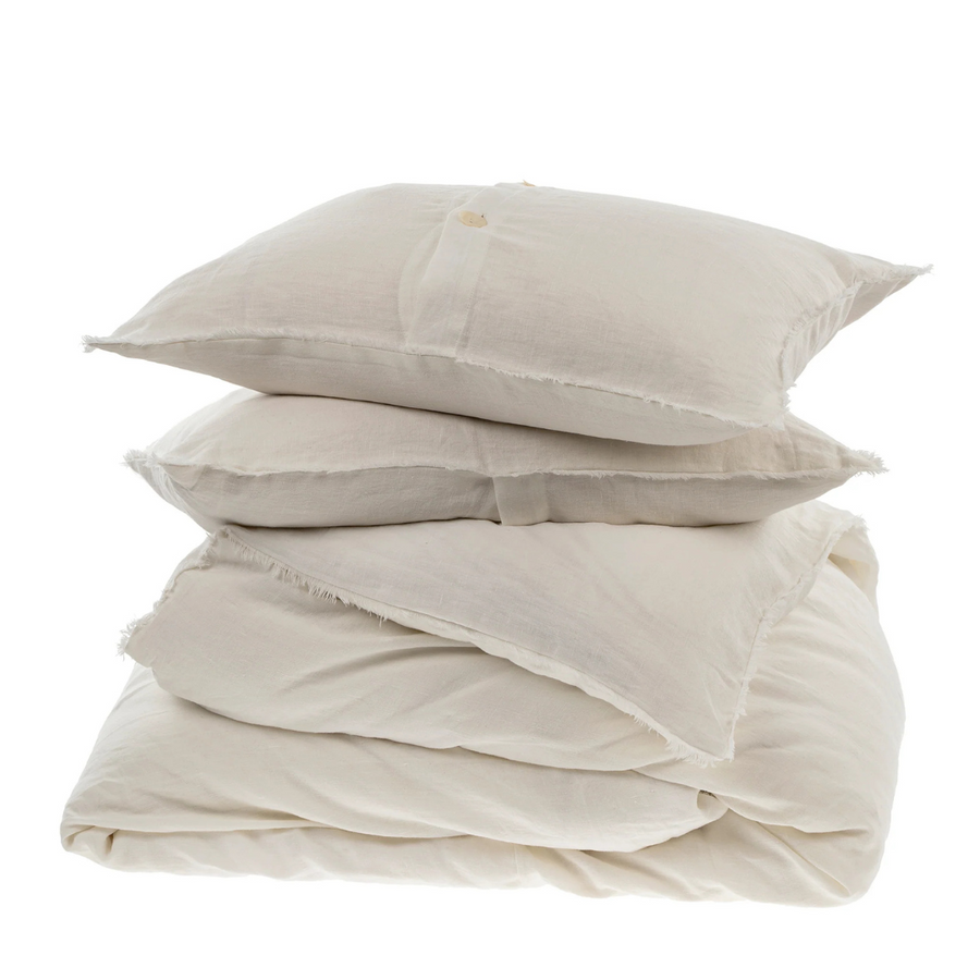 King Lina Linen Duvet in Ivory