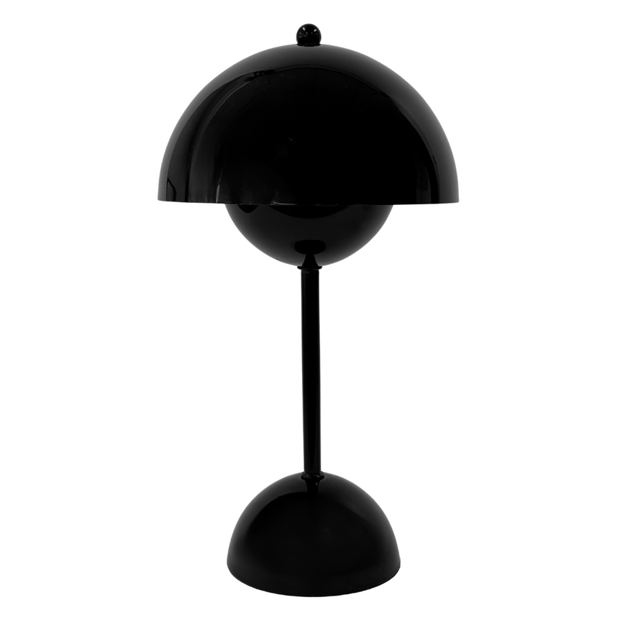Glossy Black Dome Table Lamp