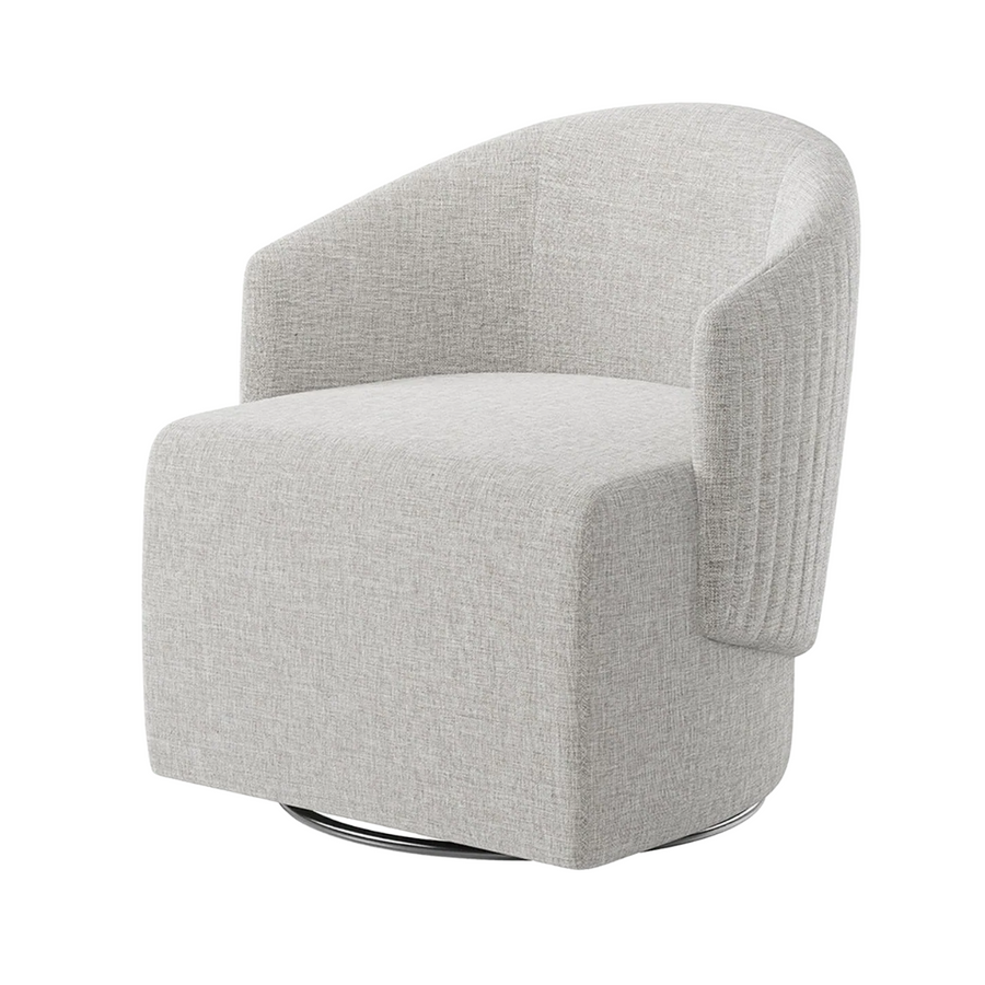 Curved Striped Light Grey Accent Chair