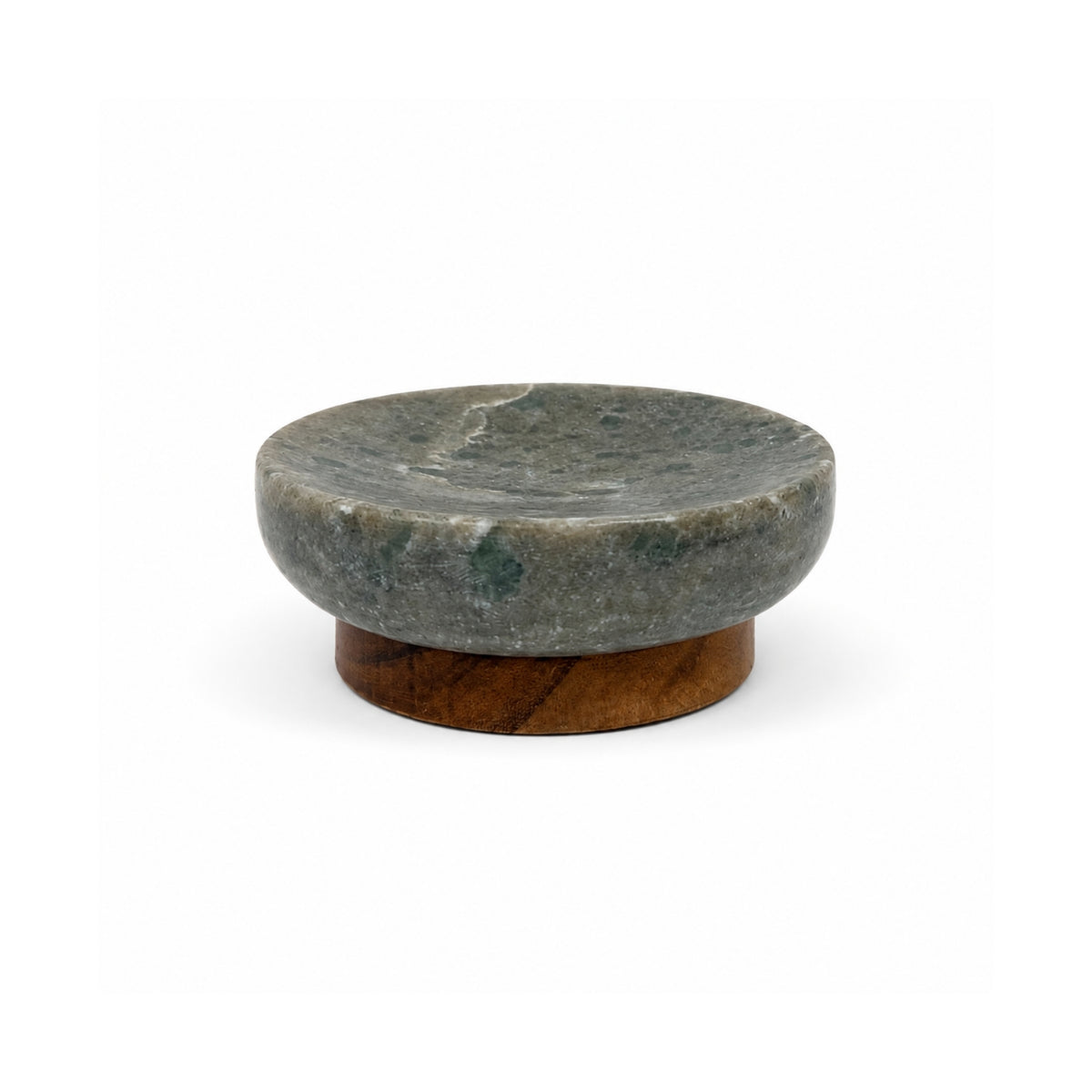 Gray Marble Wood Base Soap Dish