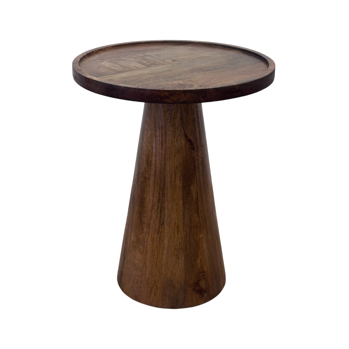 Round Walnut Wood Side Table