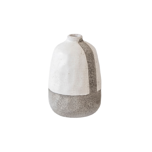 Stone With White Painted Top Vase Large