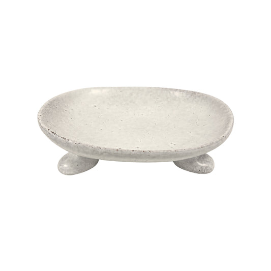 Ceramic Stone Pedestal Light Grey Bowl