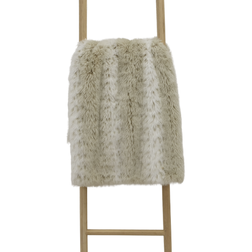 Faux Fur Stripe White Tan Cream