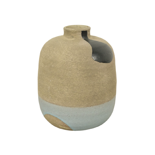 Terra-cotta Hand Painted Blue & Black Vase