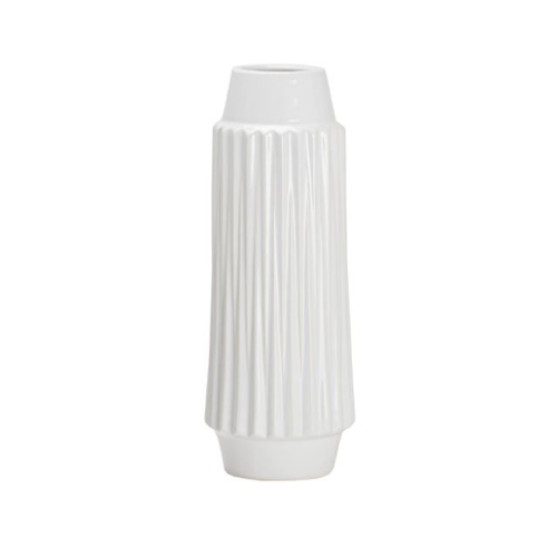 Ella Faceted White Ceramic Vase