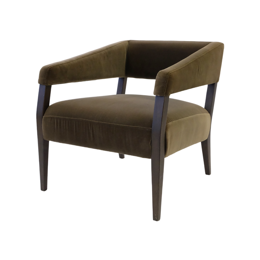 Gary Dark Accent Chair Olive Velvet w/ Oak Frame