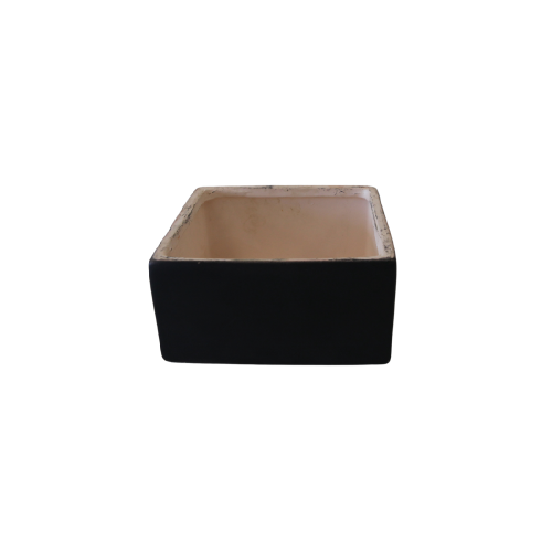 Planter - Ceramic Black Square w/Pink