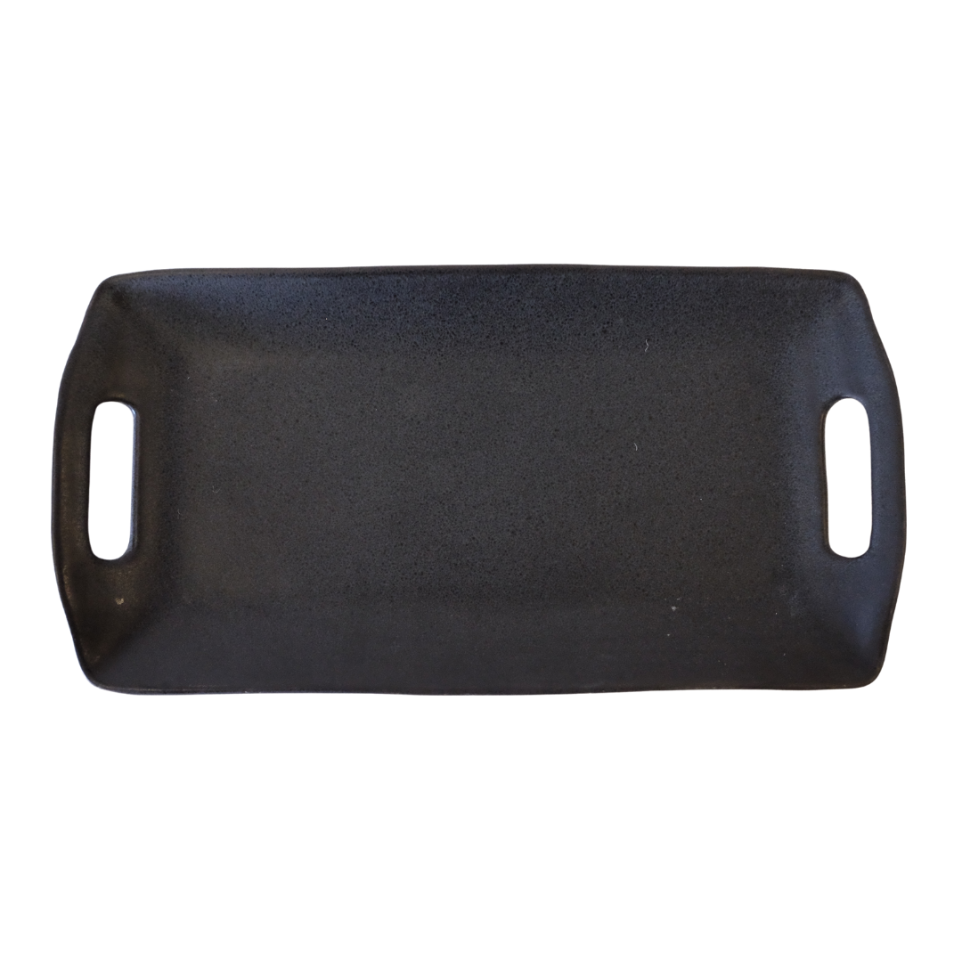Ceramic Black Tray with Handles
