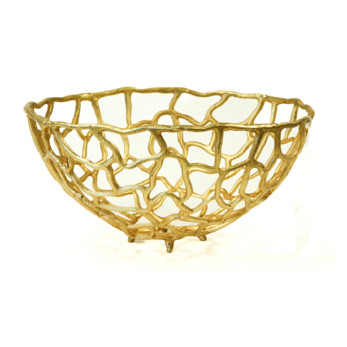 Bowl - Gold Abstract w/Feet