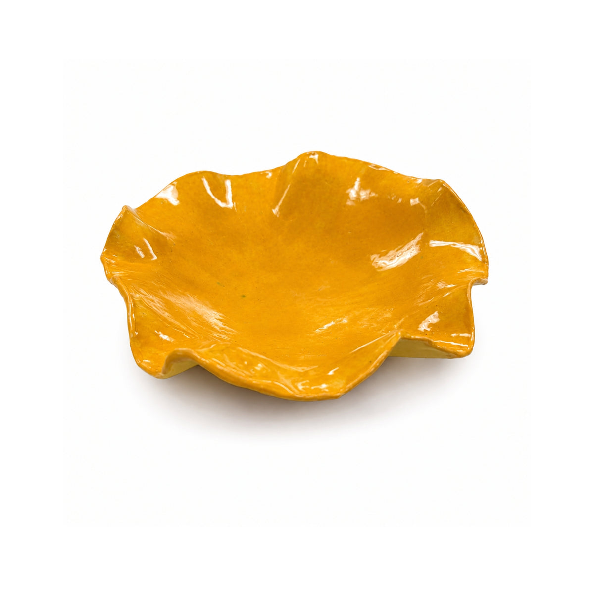 Yellow Ruffle Edge Ceramic Bowl